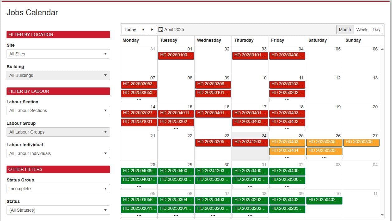 A Q2 Jobs Calendar showing internal development jobs and their scheduled completion date.